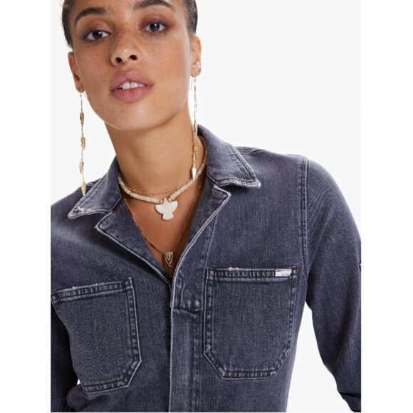 💕MOTHER💕 Half Spring Take-Off Ankle Jumpsuit Stitching in The Dark Gray Small - Picture 3 of 17